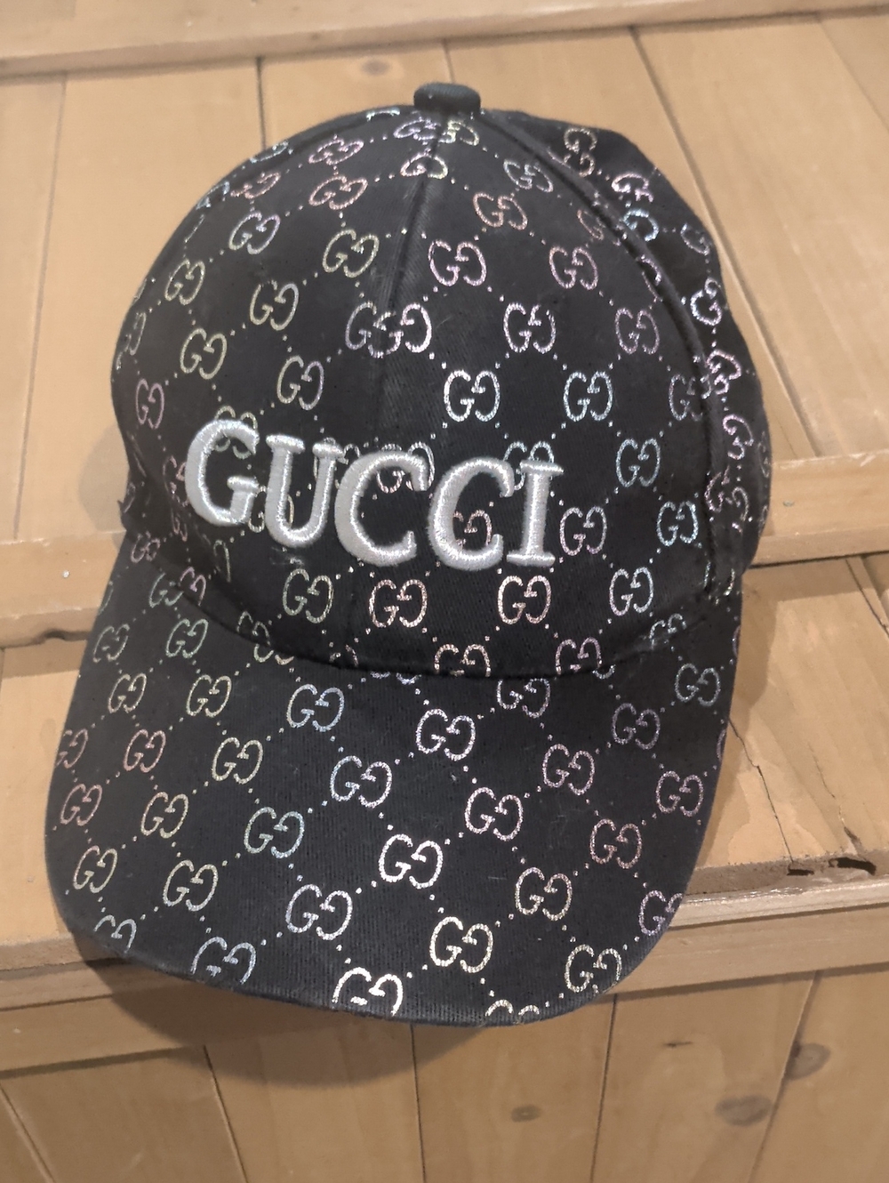 Gucci Woman's Black And Iridescent GG Monogram Canvas Cap